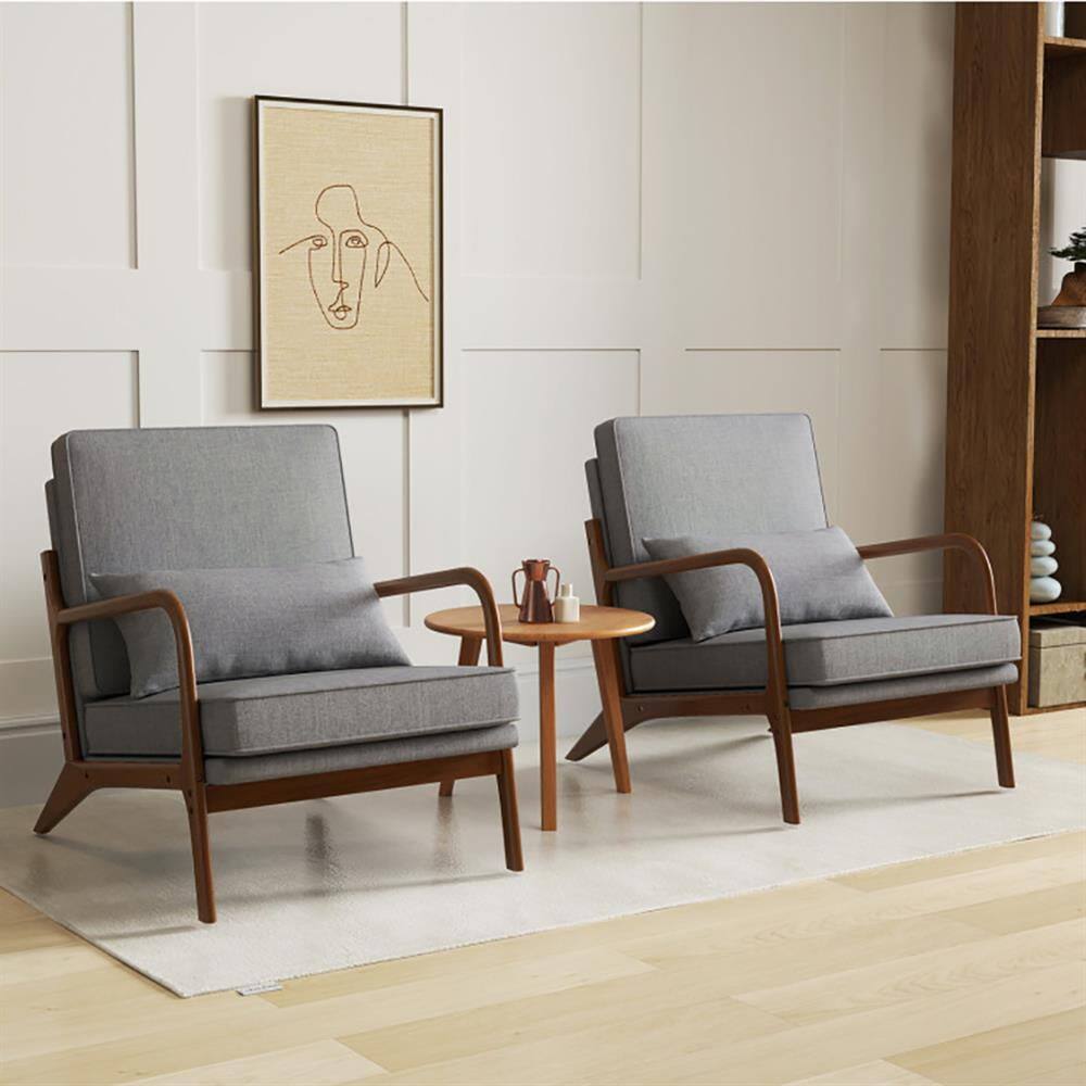 Alt View 4. Kadyn - Leisure Sofa Reading Chair, Accent Chair,Modern Accent Chair with Rubber Wood Armrests and Removable Back-Gray - Gray.