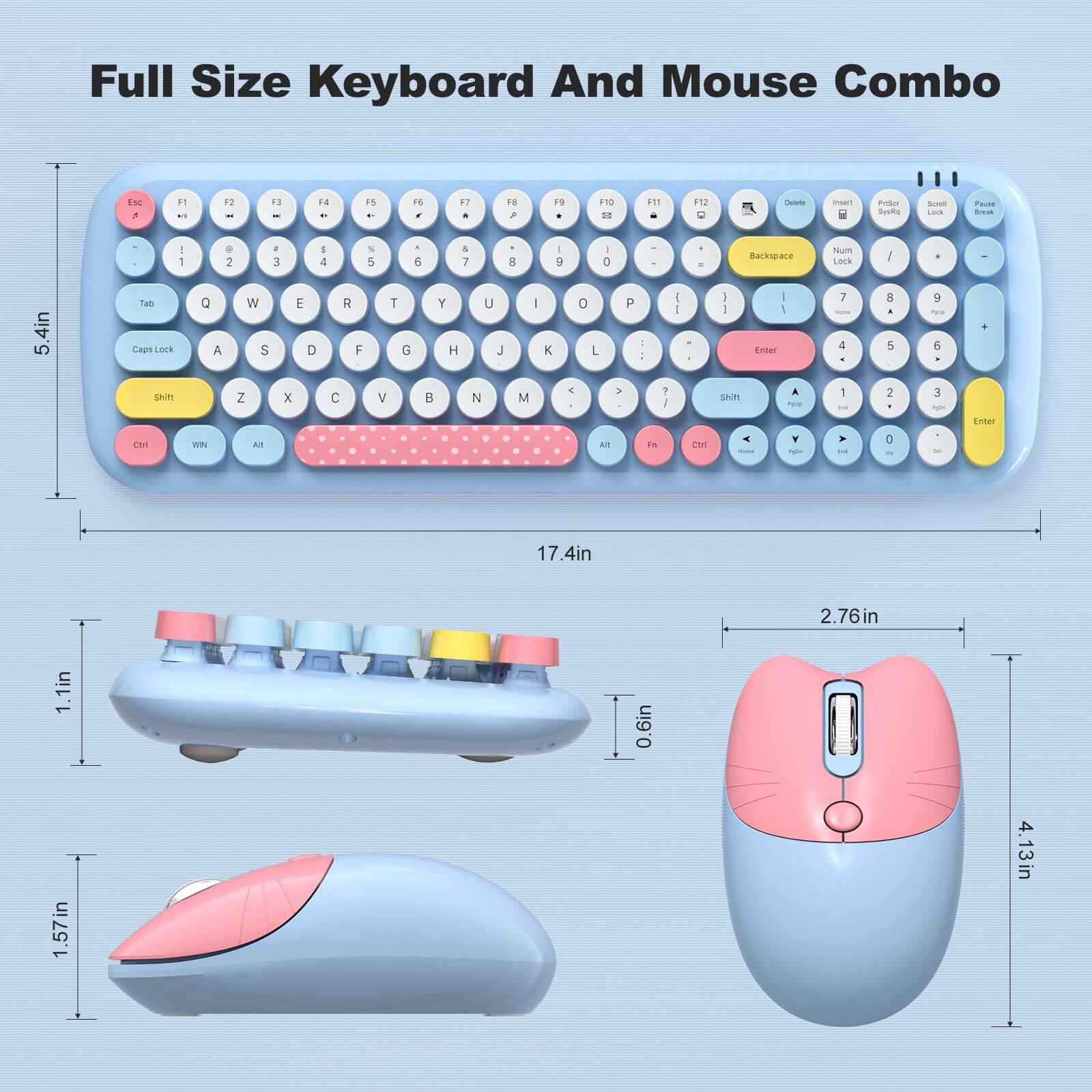 Full Size Keyboard And Mouse Combo

17.4in x 5.4in

1.1in x 1.57in

2.76in x 4.13in