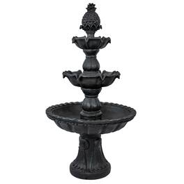 Sunnydaze - Welcome Fiberglass Outdoor 3-Tier Water Fountain - Deep Espresso