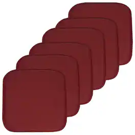Sweet Home Collection - Charlotte Jacquard Memory Foam No Slip Back 16" x 16" Chair Pad Cushion, 6-Pack - Wine