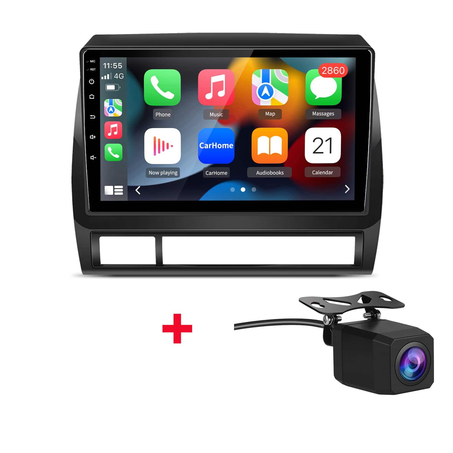 Junsun - Backup Camera 8Core carplay Android15 4+64GB 9" For Toyota Tacoma 2005-2015 Car Stereo Radio GPS Navi WIFI BT FM SWC RDS - Black
