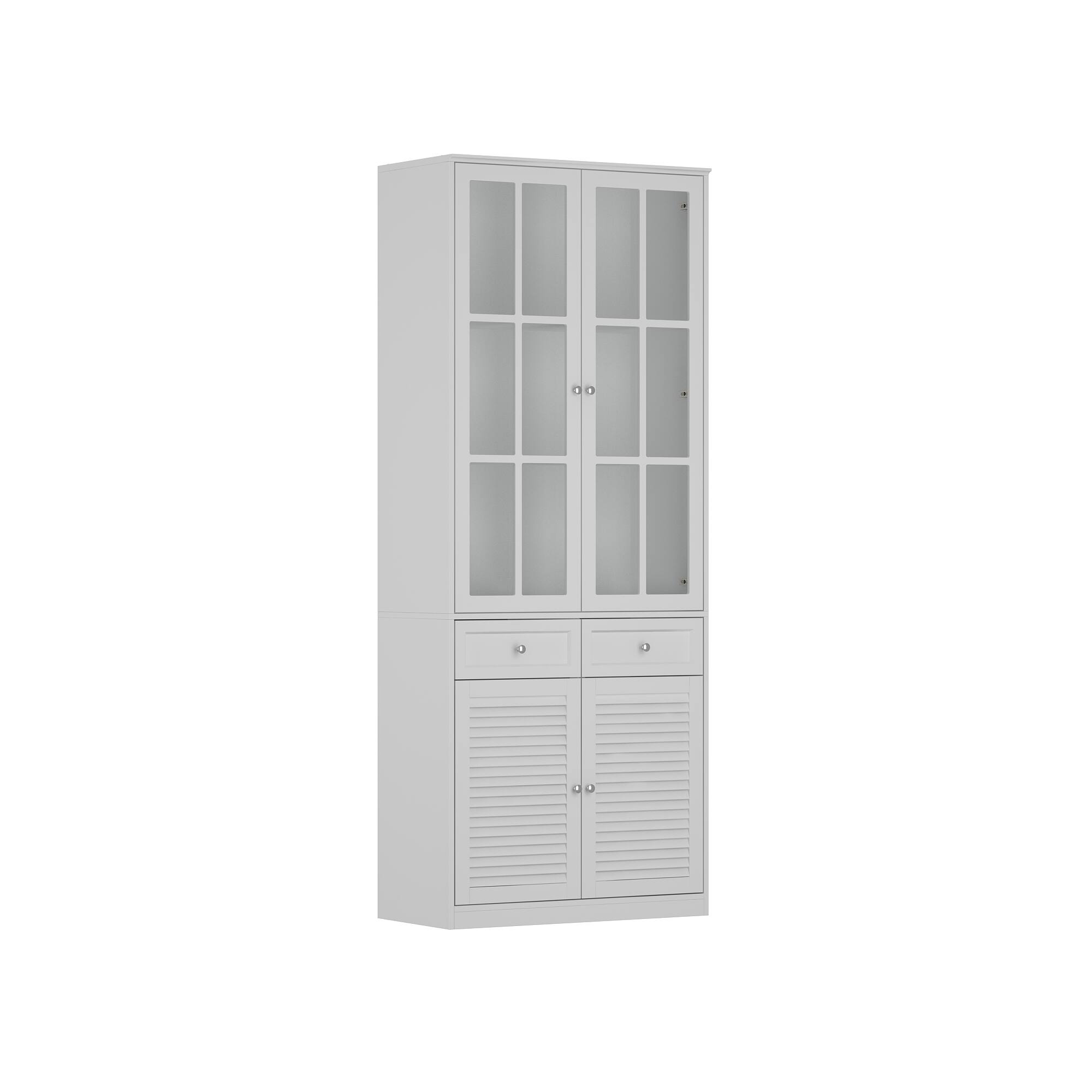 Alt View 7. Famapy - Glass Door Bookshelf with Drawers and Adjustable Shelves – Home Storage & Display Organizer - White.