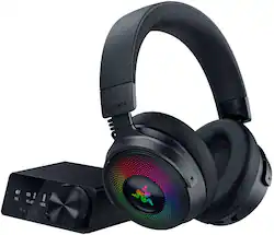 Razer - Kraken V4 Pro Wireless Over-the-Ear Gaming Headset for PC, Mac, Playstation, Nintendo Switch, Steam Deck, Mobile - Black - Front_Zoom