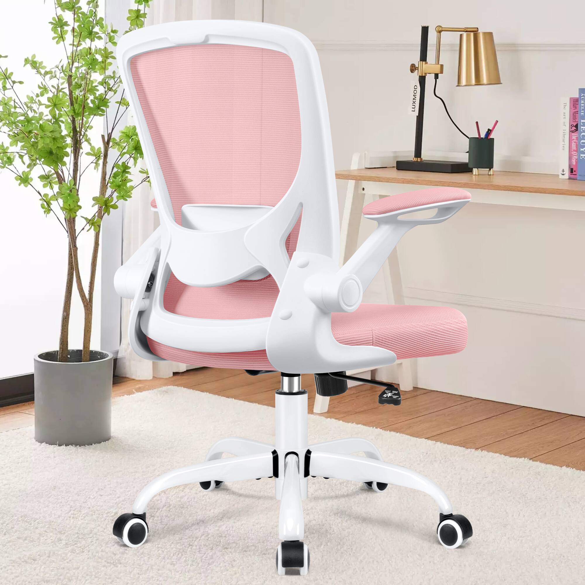 KERDOM - Colorful Office Chair, Ergonomic Mesh Chair with Lumbar Support, Swivel Desk Chair with Flip-up Arms, Height Adjustable - Pink price history on PriceWatchPro