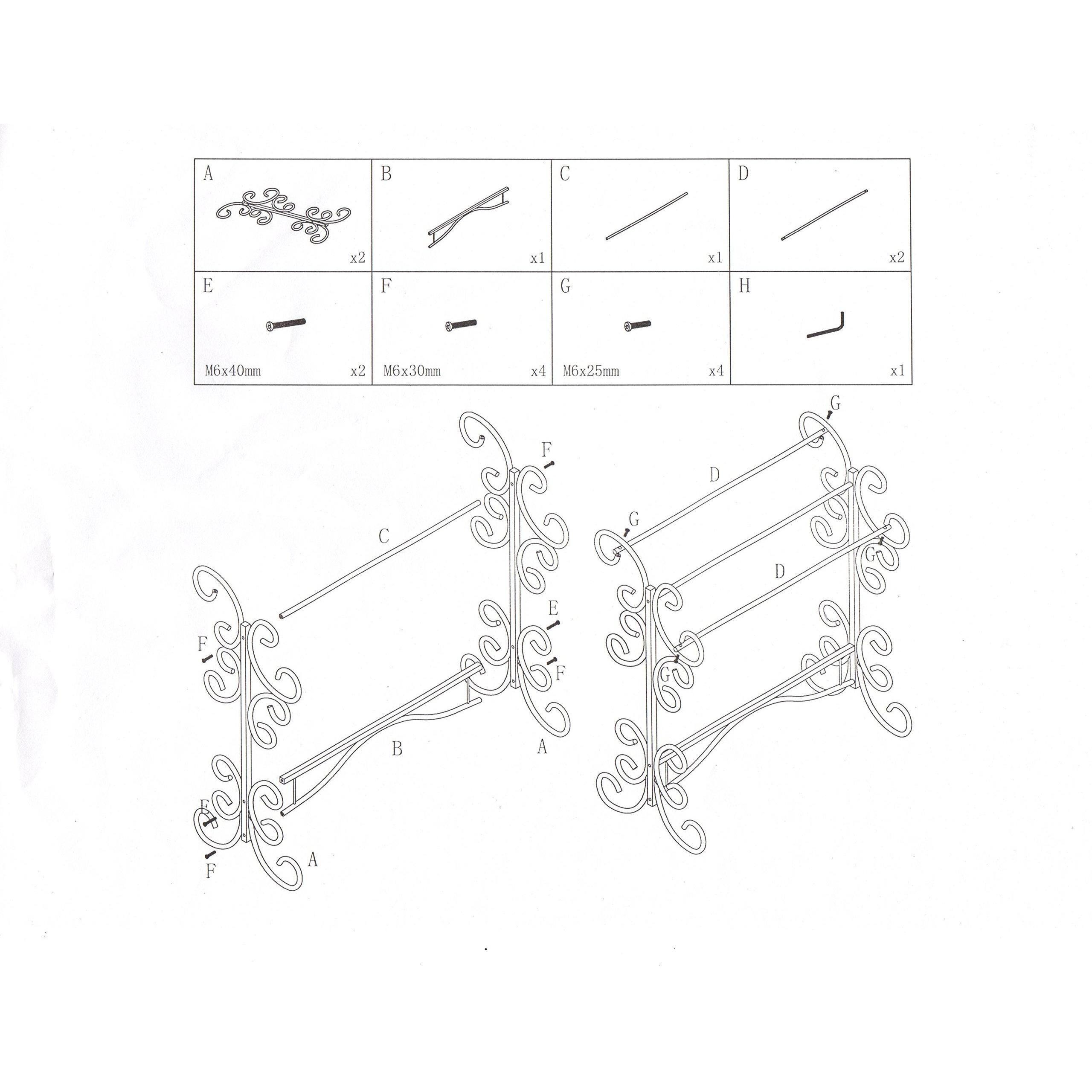 A x2 B F x1 C x1 G D x2 H M6x40mm x2 M6x30mm x4 M6x25mm x4 x1 G F D) C G , D E F B A F A