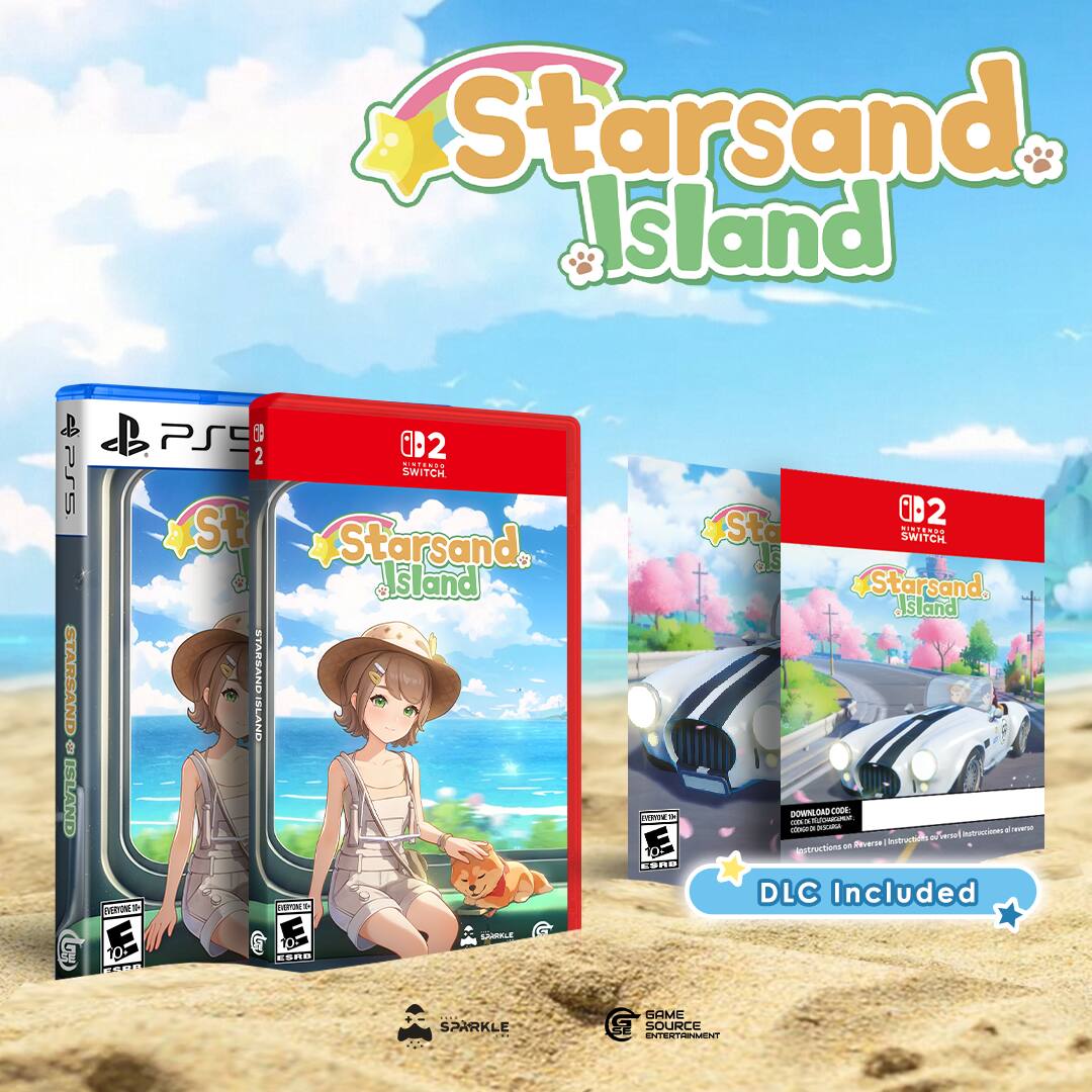 Starsand Island  
PS5  
STARSAND ISLAND PS5  
2  
Citn SWITCH  
Starsand land  
STARSAND ISLAND NPNS  
- va -  
Sne Sta B2  
DITER SWITCH ds Starsand.  
Us Island  
DOWNLOAD COO -.  
n cu -o  
4 -  
Senr Ifrveciones  
iontructiok E -  
mETE  
structiona  
DLC Included  
10  
P cSnE  
SARKLE SPARKLE  
GAME SOURCE ENTERTAINMENT