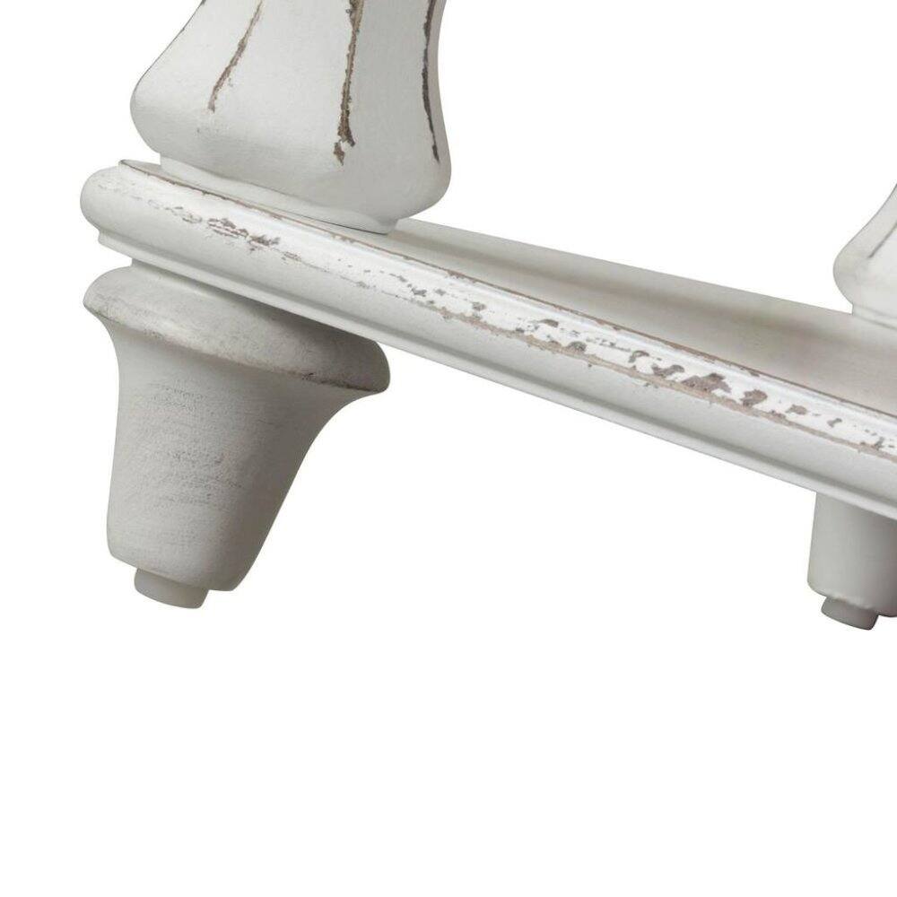 Angle. Starlight Canyon Home - White Antique Bedroom Bench With Storage Shelf, End of Bed Accent Seat - White.