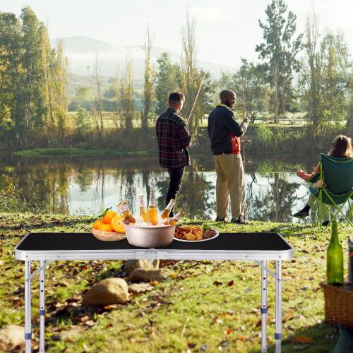 Alt View 9. Winado - 4FT Portable Folding Table with Carrying Handle, Adjustable Height Lightweight for Indoor Outdoor Picnic Camping Party - Black.