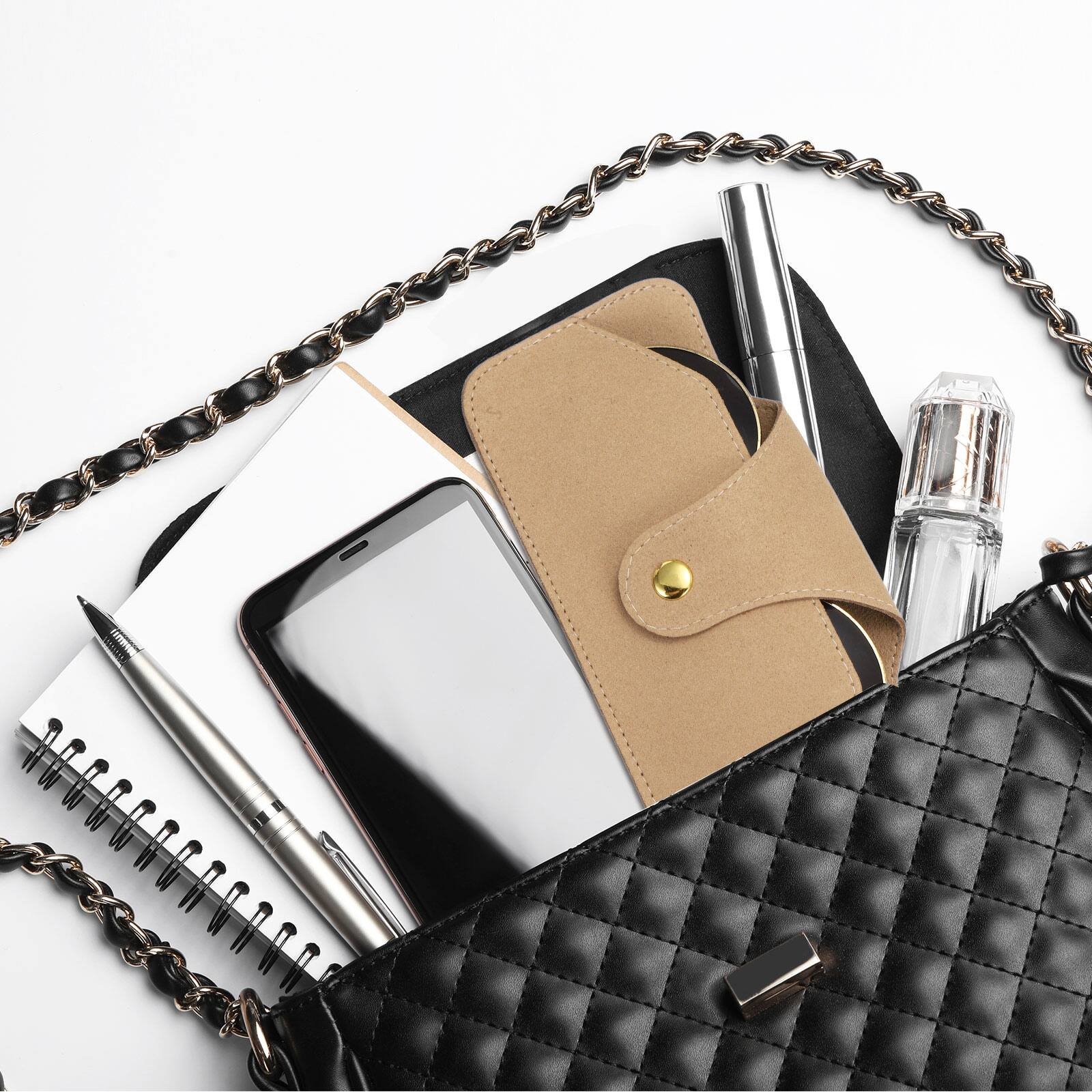 Alt View 5. Unique Bargains - 2pcs Leather Glasses Case, Soft Sunglass Pouch w/ Microfiber, Portable Eyeglass Storage for Women & Men - Black.