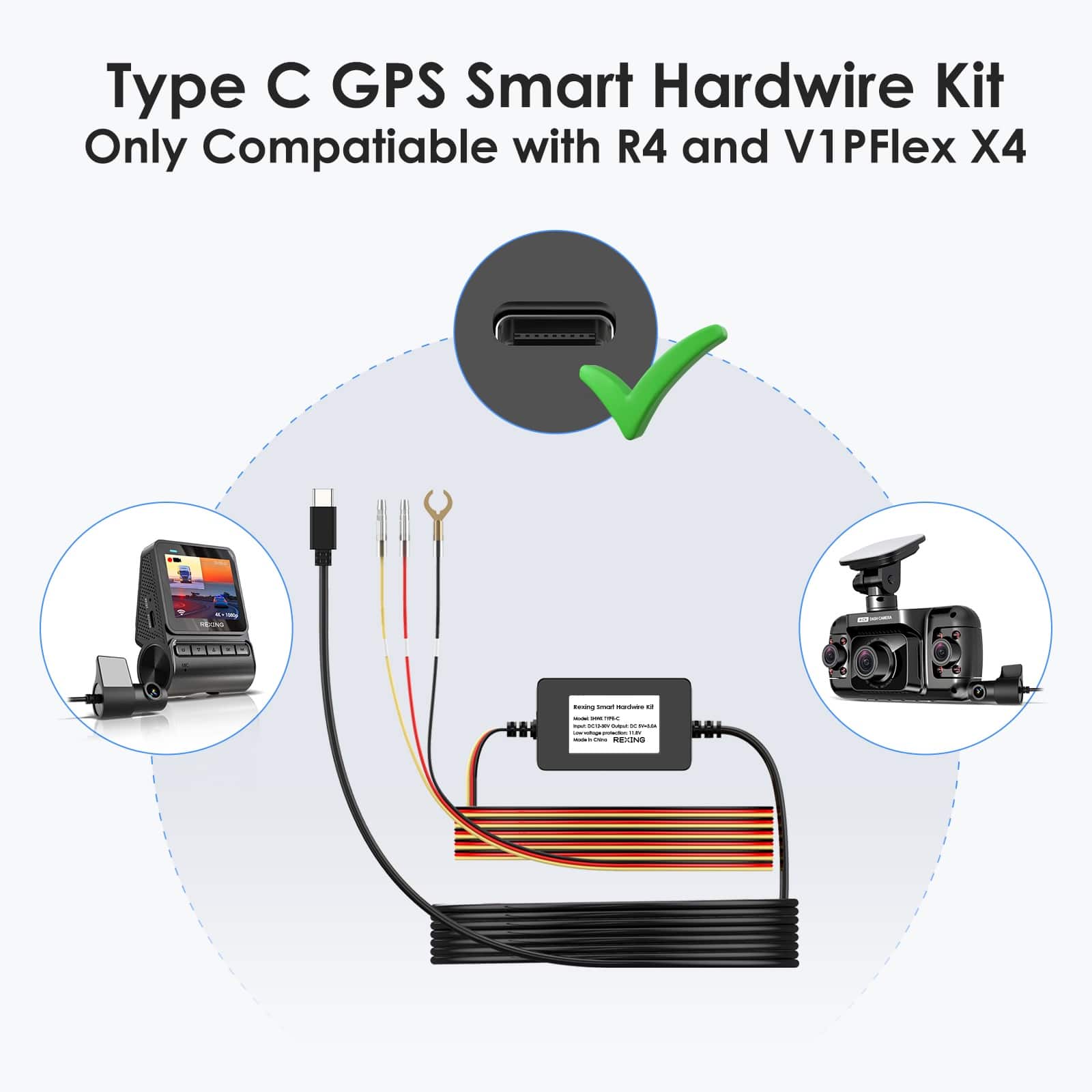 Type C GPS Smart Hardwire Kit Only Compatiable with R4 and V1 V1PFlex X4