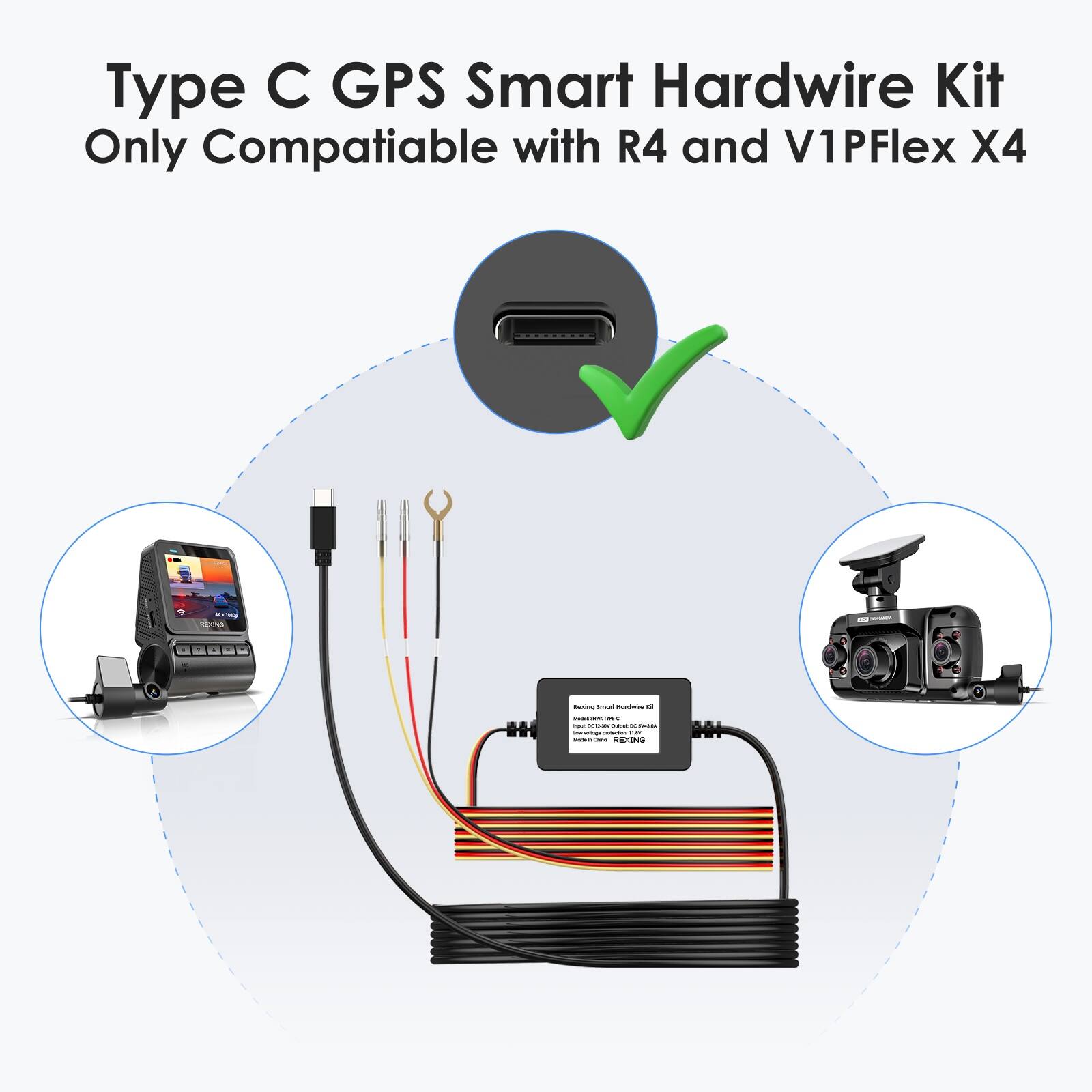 Type C GPS Smart Hardwire Kit Only Compatiable with R4 and V1 V1PFlex X4