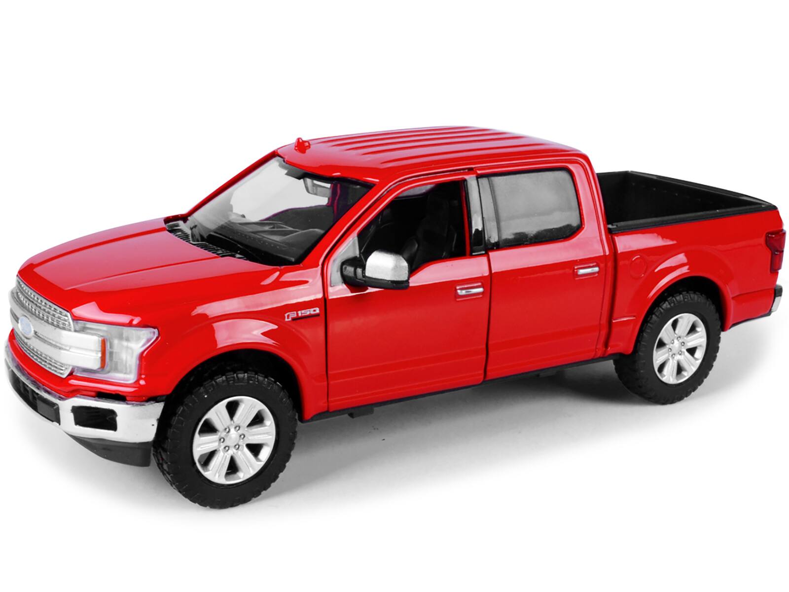 Left. Motormax - 2019 Ford F-150 Lariat Crew Cab Pickup Truck Red 1/24-1/27 Diecast Model Car by Motormax - Red.