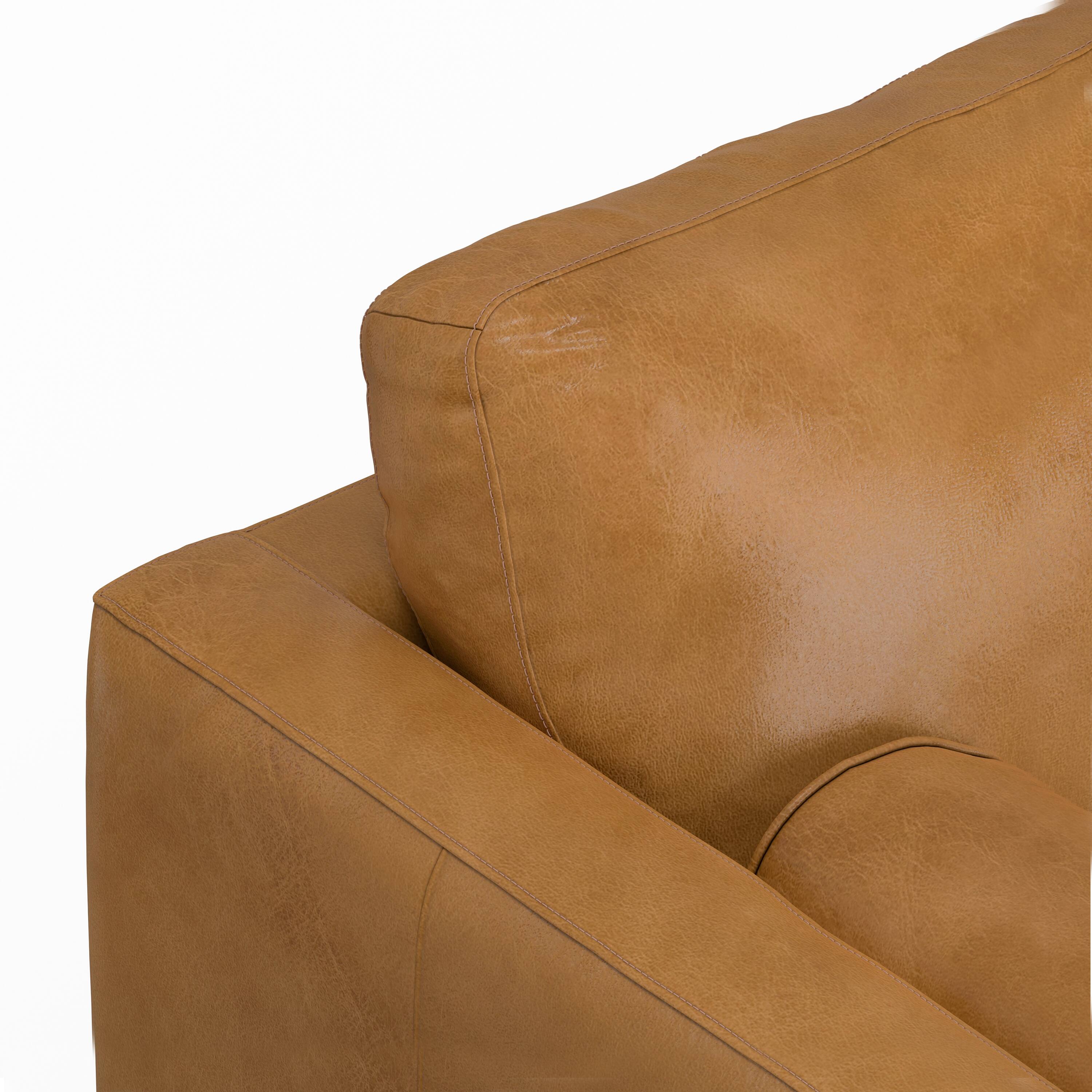 Alt View 9. Simpli Home - Morrison Mid-Century Modern 89 inch Wide Sofa with Ottoman Set in Sienna Genuine Leather - Sienna.