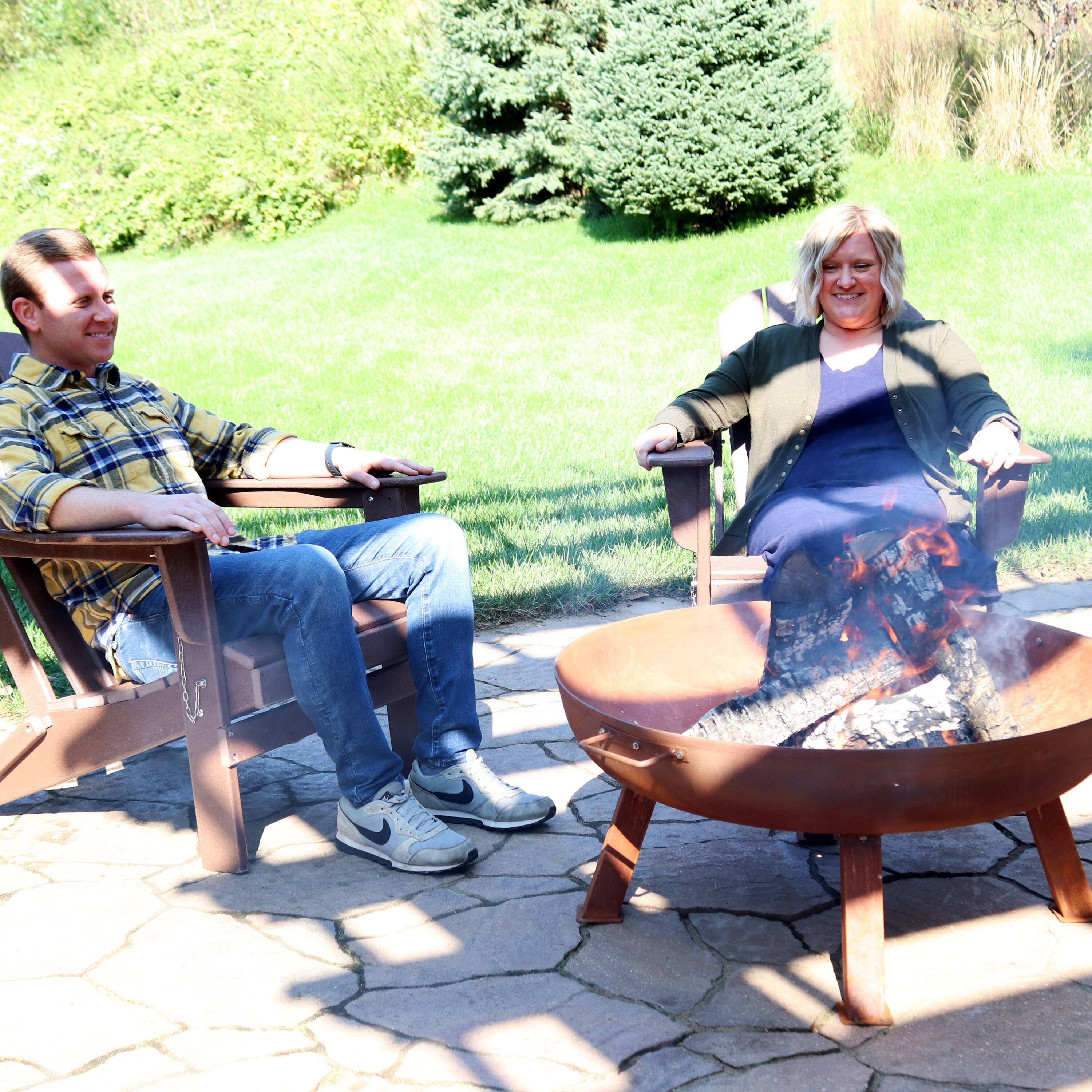 Alt View 8. Sunnydaze - 34 in Rustic Cast Iron Fire Pit Bowl with Stand - Rust.