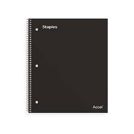 Staples - Premium 1-Subject Notebook, 8.5" x 11", College Ruled, 100 Sheets - Black