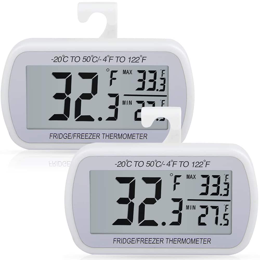 RTMB - This two-piece waterproof digital refrigerator thermometer features a large - White 2
