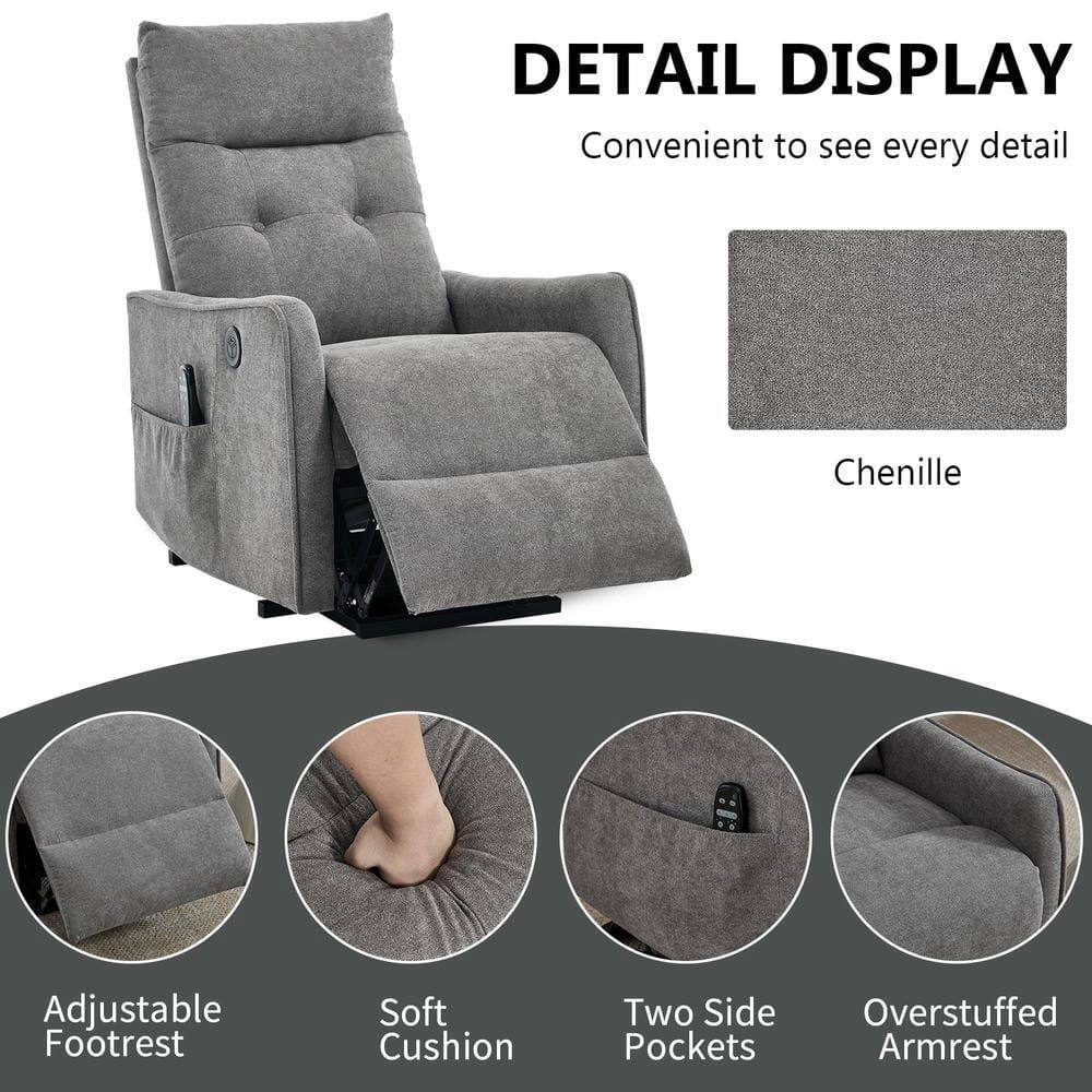 DETAIL DISPLAY  
Convenient to see every detail  

Chenille  

Adjustable Footrest  
Soft Cushion  
Two Side Pockets  
Overstuffed Armrest