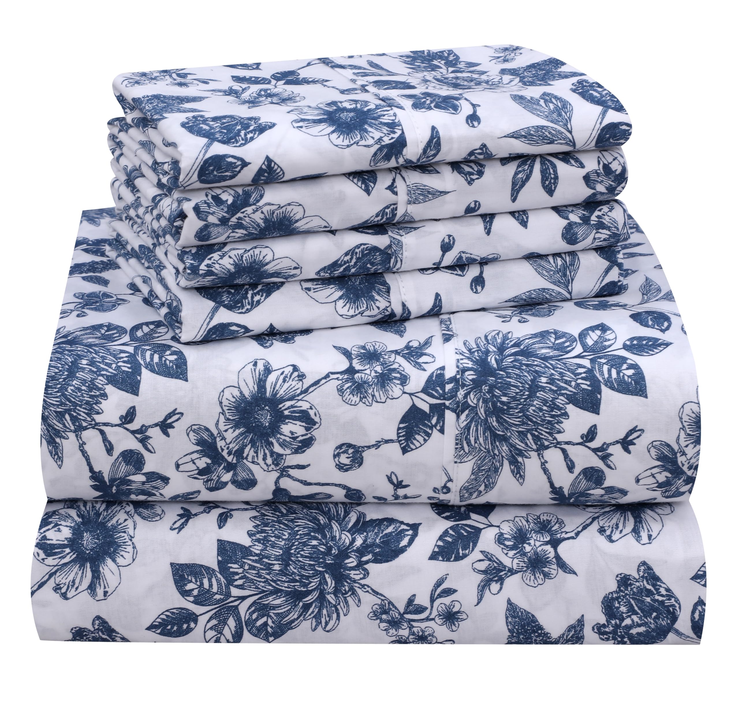 Alt View 9. Skar Audio - 6 Cotton Sheets - Soft Lightweight & Breathable Crispy Percale Bed Queen Sheet Set Deep Pockets Flower - Quiet Gray Full.