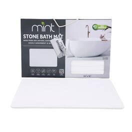 J&V TEXTILES - 24'' x 15'' Diatomaceous Quick-Drying Stone Bath Mat - White