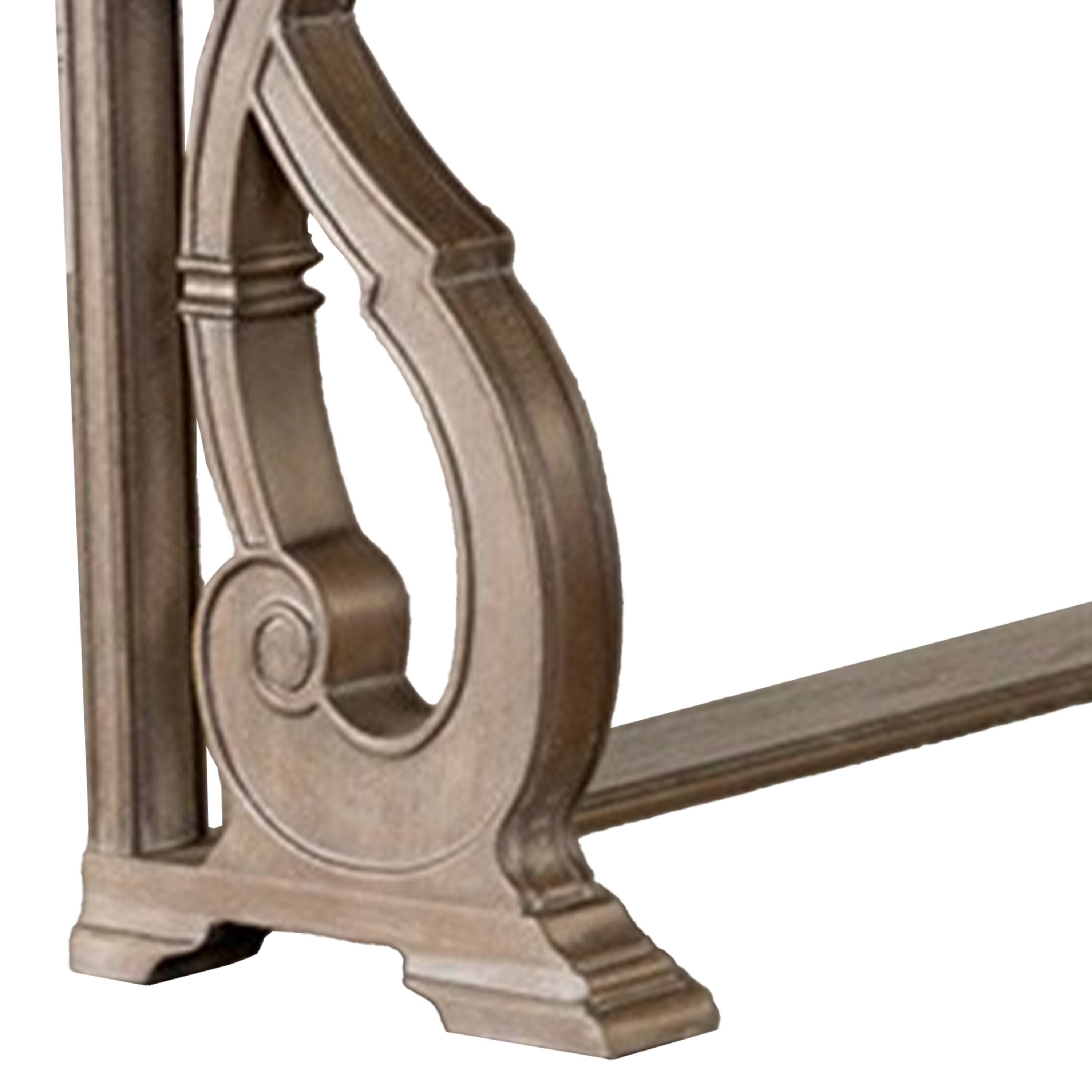Alt View 2. Manhattan Lane - Gia Sofa Table, 50 Inch Rectangular, Carved Details, Brown Solid Wood - Brown.