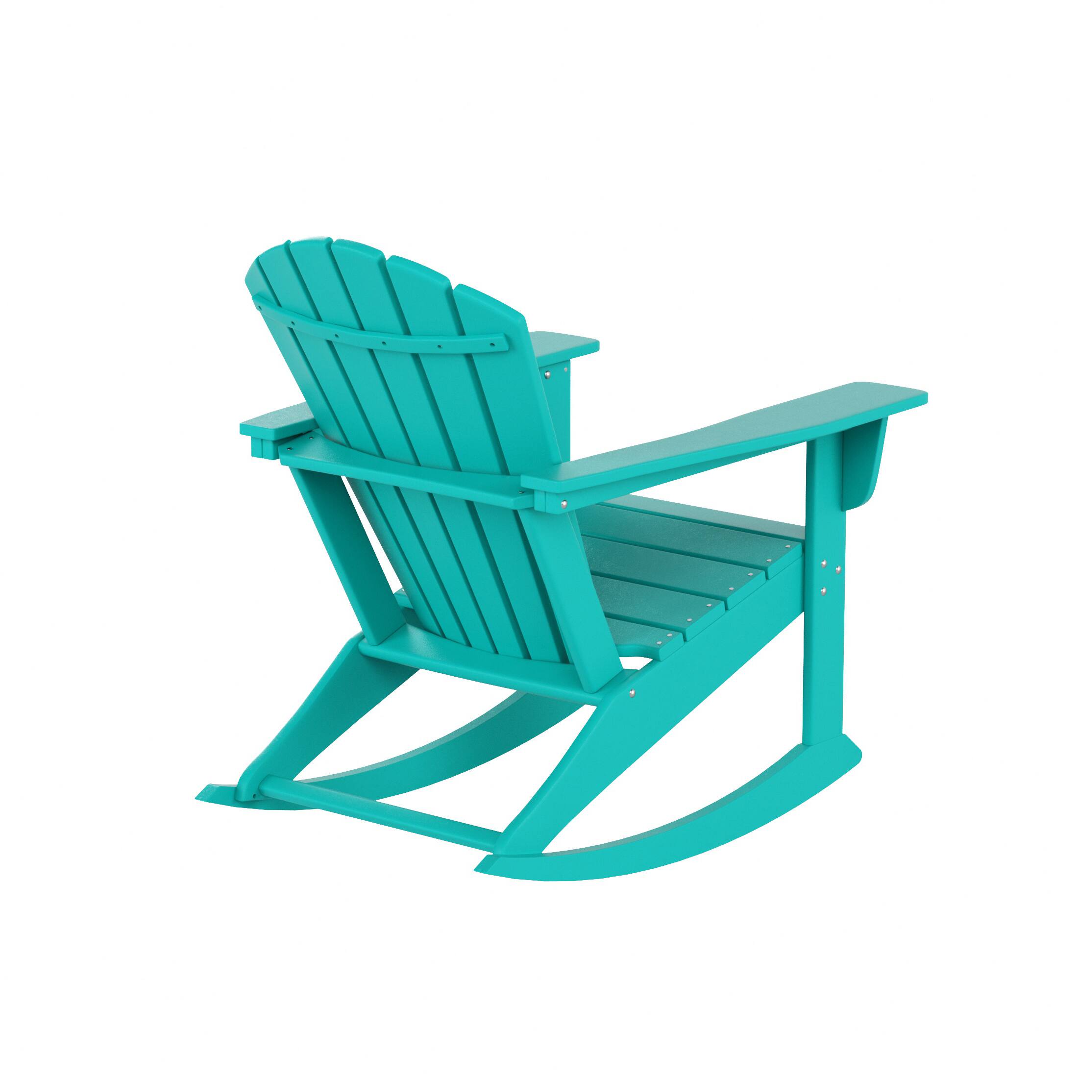 Alt View 1. WestinTrends - WestinTrends Dylan Outdoor Patio Poly Plastic Adirondack Rocking Chair - Turquoise.