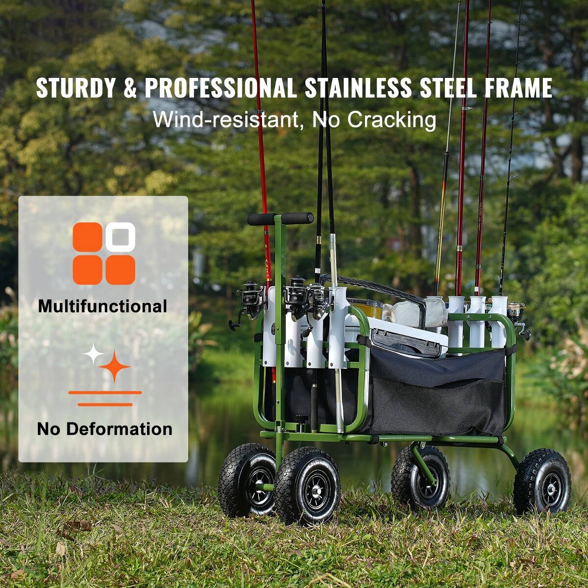 STURDY & PROFESSIONAL STAINLESS STEEL FRAME  
Wind-resistant, No Cracking  
Multifunctional  
No Deformation