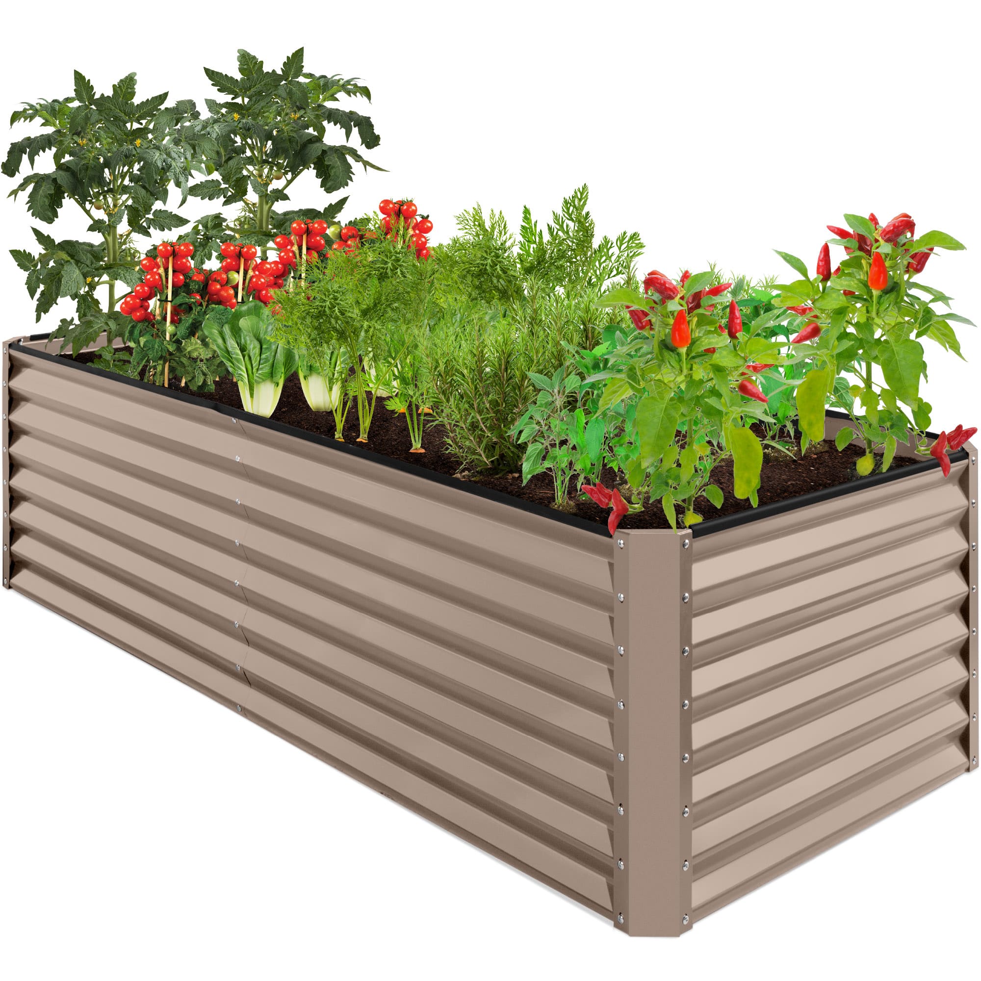 Front. Best Choice Products - Best Choice Products 8x4x2ft Outdoor Metal Raised Garden Bed for Vegetables Flowers Herbs - Taupe - Taupe.