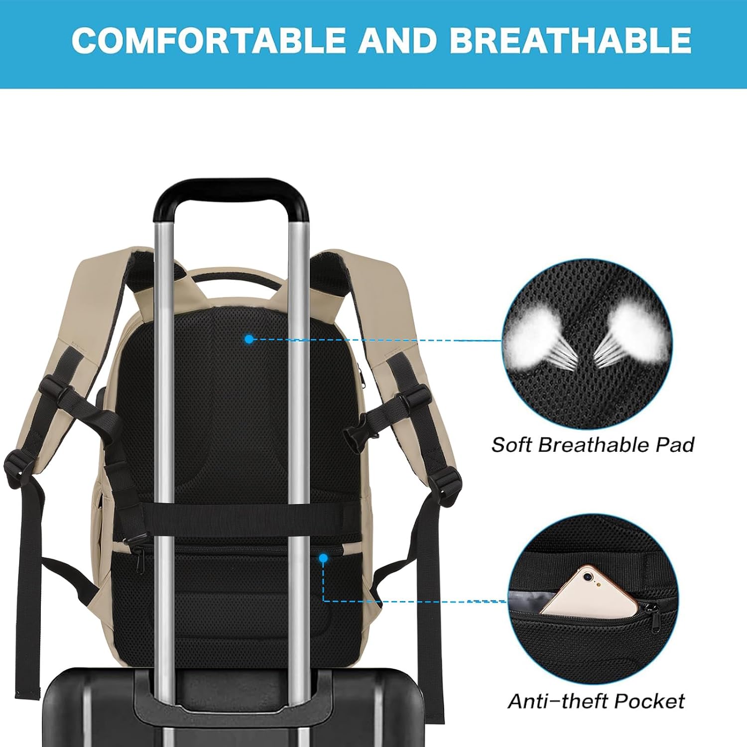 COMFORTABLE AND BREATHABLE

Soft Breathable Pad

Anti-theft Pocket