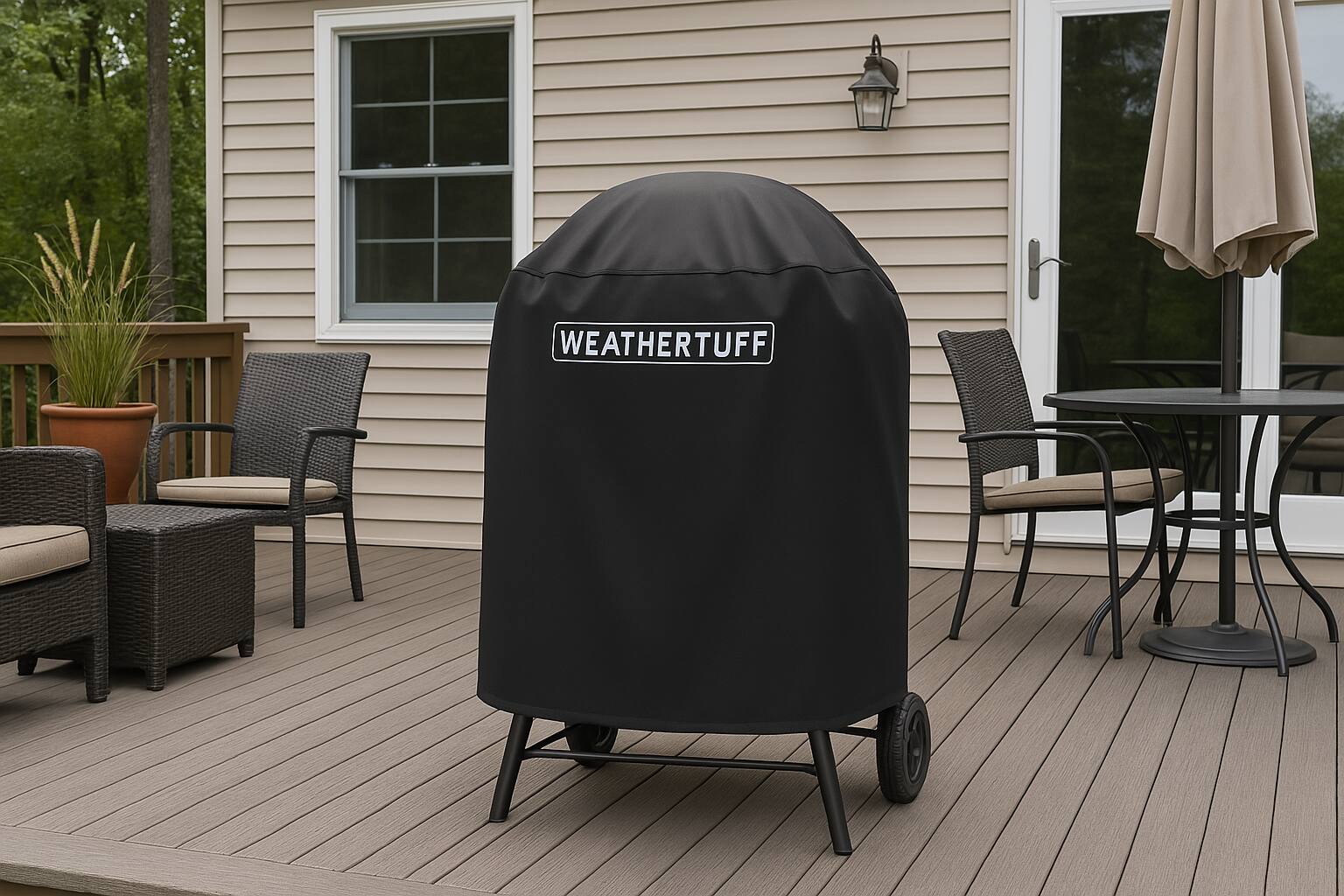 Alt View 6. WeatherTuff - WeatherTuff 29" Kettle Grill Cover - Black.