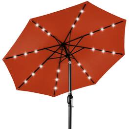 Best Choice Products - 10ft Solar LED Lighted Patio Umbrella w/ Tilt Adjustment, UV-Resistant Fabric - Rust