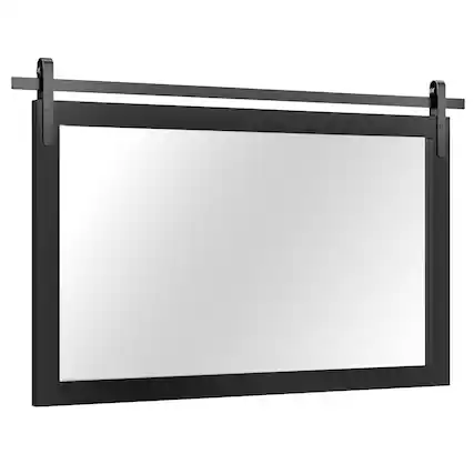 Front. PAIHOME - Rectangular Mirrors 40"x26" Wood Frame Wall Mirror Bathroom Mirror Bedroom Vanity Mirror Living Room Decor - Black.