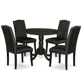 East West Furniture - Dining Room Set Black - Brown