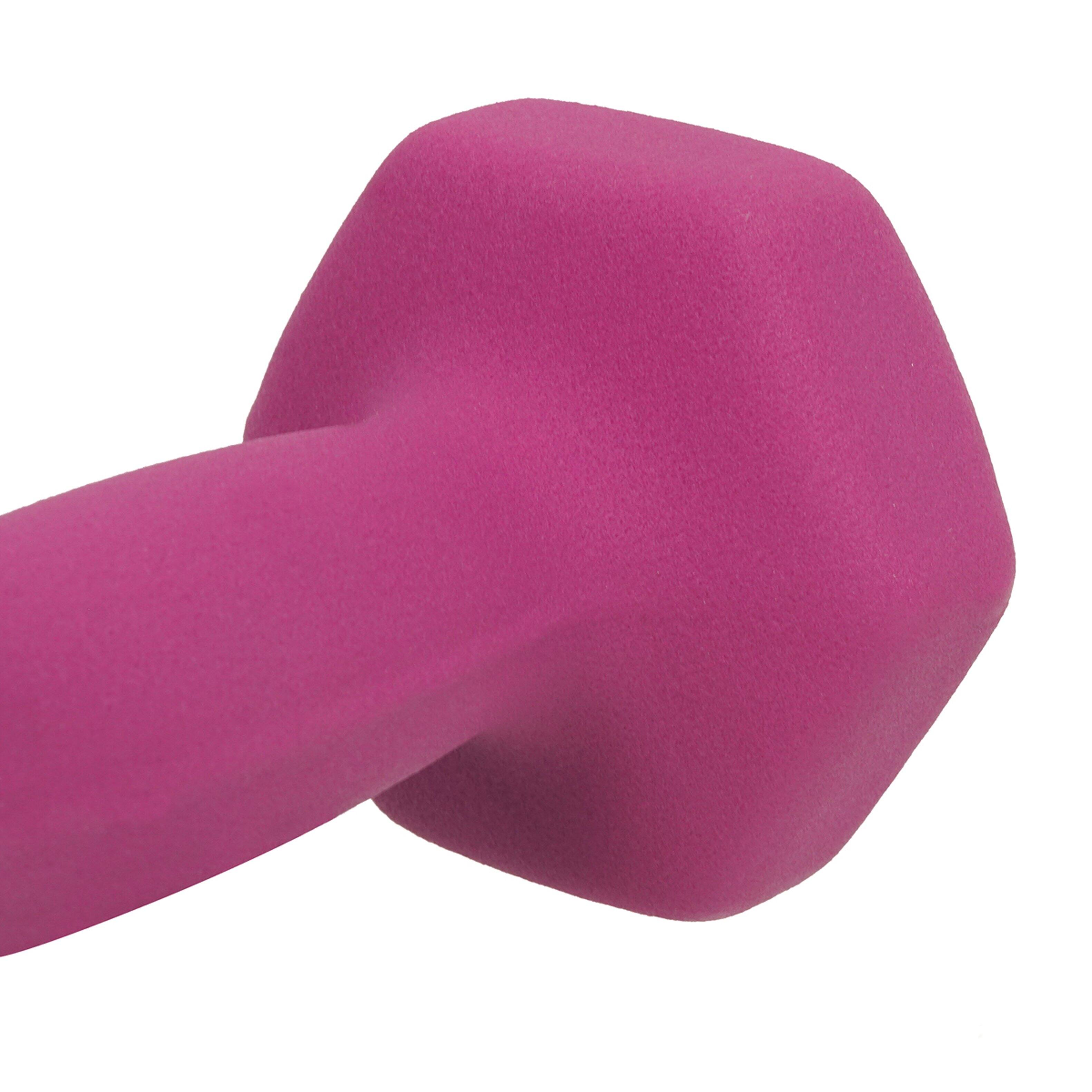 Back. Sunny Health & Fitness - Neoprene Dumbbell Set (Pair) - 5 LB - Fuchsia.