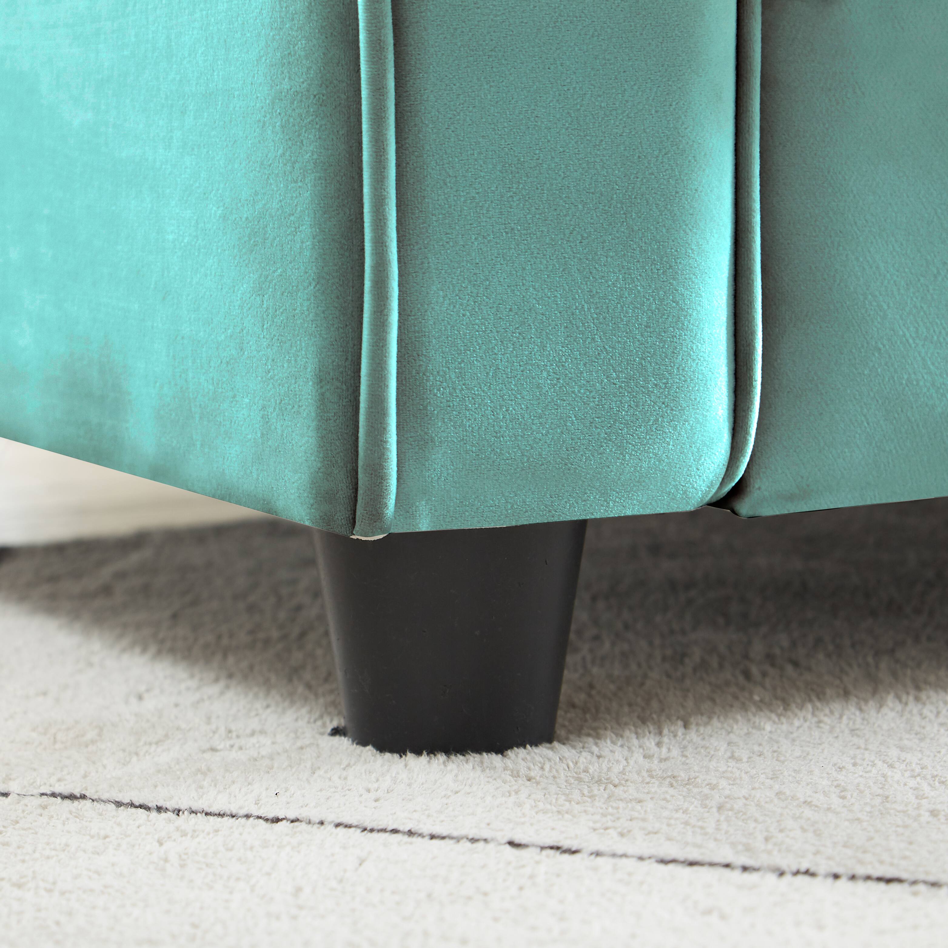 Back. Electra Tech Xpress - FREEHOMAE-Modren 82.48'' Velvet Fabric Couch, 3 Seater Sofa, Big Loveseat for Living Room - LIGHTBLUE.