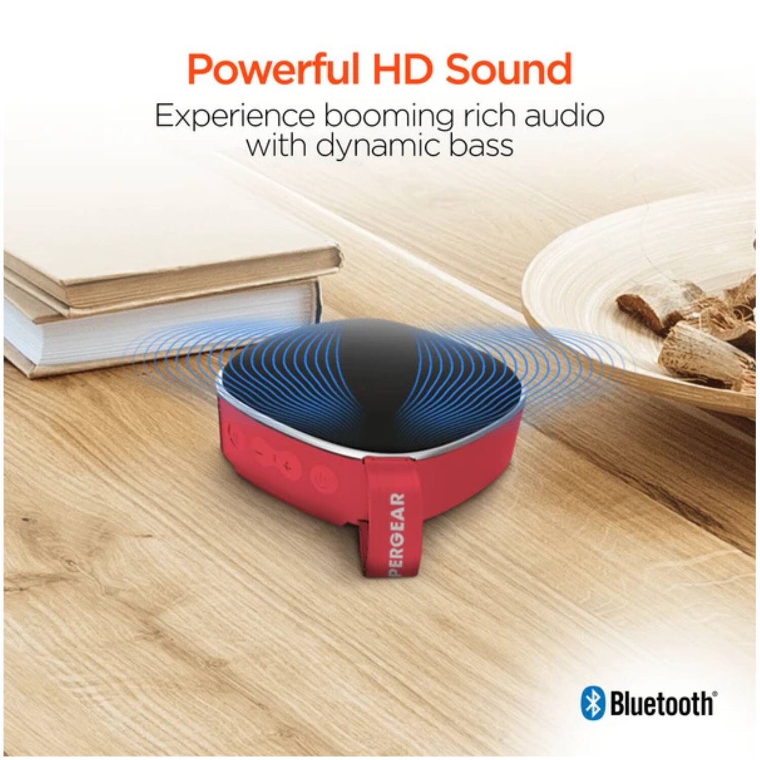 Powerful HD Sound  
Experience booming rich audio with dynamic bass  

PERGEAR  

Bluetooth