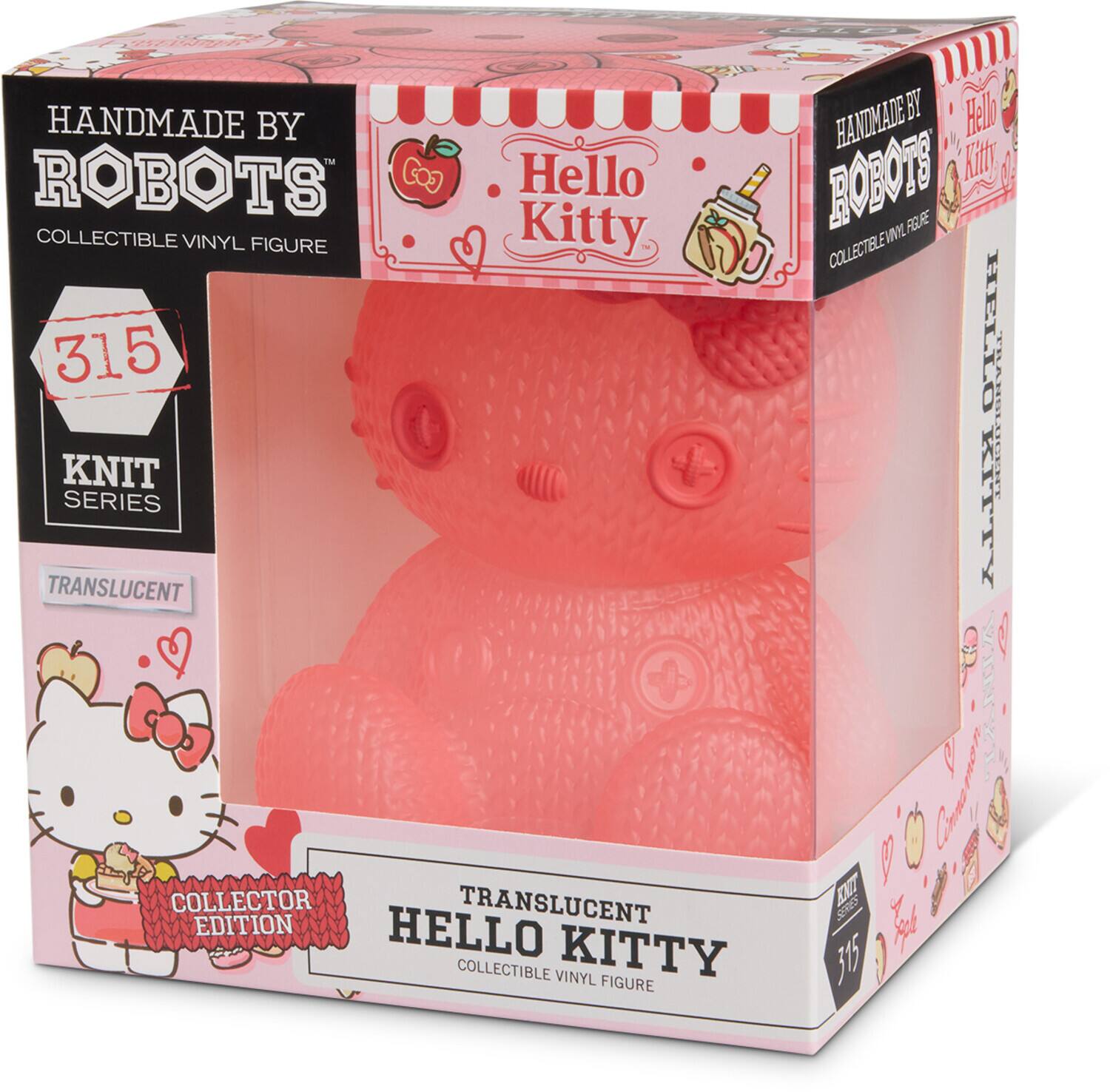 HANDMADE BY ROBOTS  
COLLECTIBLE VINYL FIGURE  
315 KNIT SERIES  
TRANSLUCENT  
Hello Kitty  
COLLECTOR EDITION  
HELLO KITTY  
COLLECTIBLE VINYL FIGURE