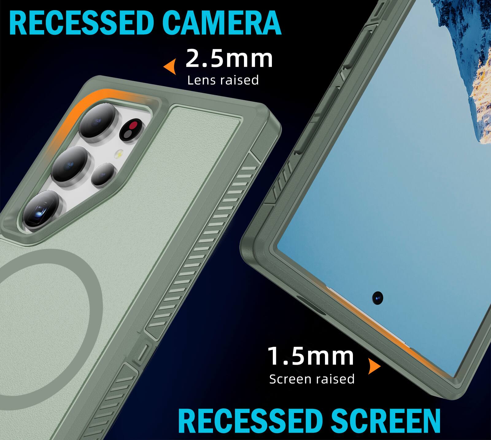 RECESSED CAMERA  
2.5mm Lens raised  
RECESSED SCREEN  
1.5mm Screen raised