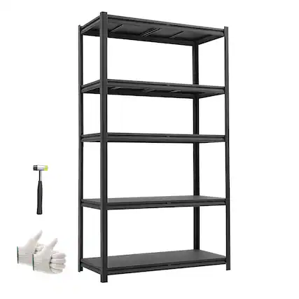Front. VEVOR - Storage Shelves, 5-Tier Adjustable, 3000 lbs Capacity, Heavy Duty Garage Storage Shelving Unit, Metal Utility Rack Shelf - Black.