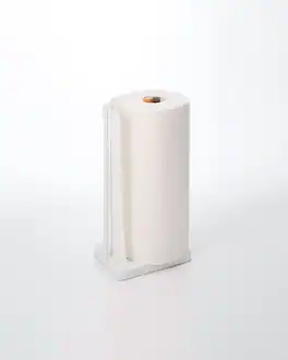 Yamazaki Home - Paper Towel Holder - Steel + Wood - White