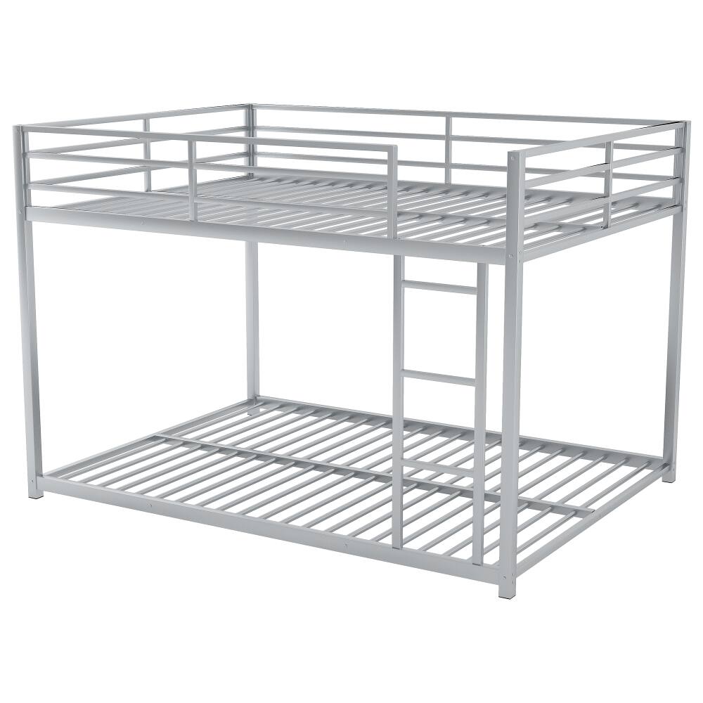 Alt View 3. Loheer - Loheer Full Over Full Bunk Bed Metal Low Bunk Bed with Ladder Silver - Silver.