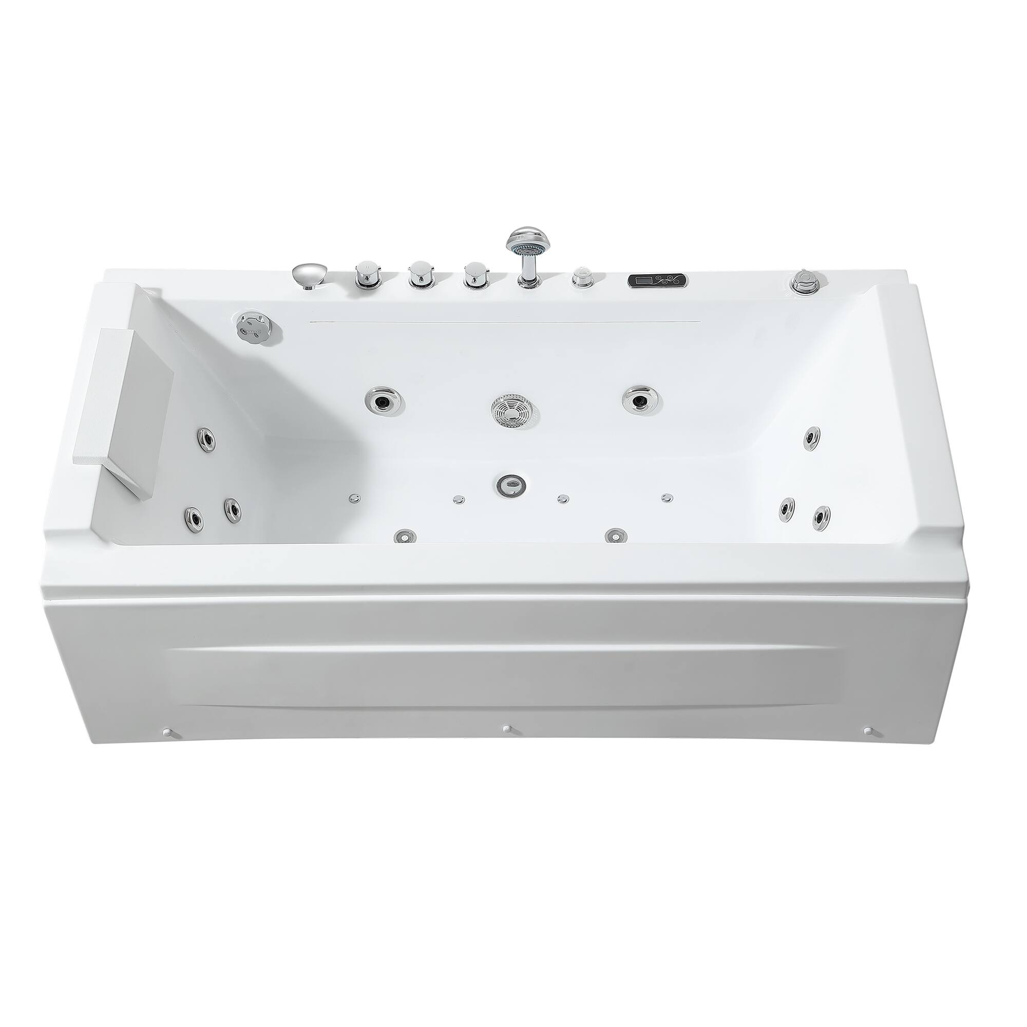 Left. Empava - 71 in. x 29 in. Alcove Whirlpool Air Combination Bathtub Rectangular Bath with Left Drain and Waterfall in White - White.