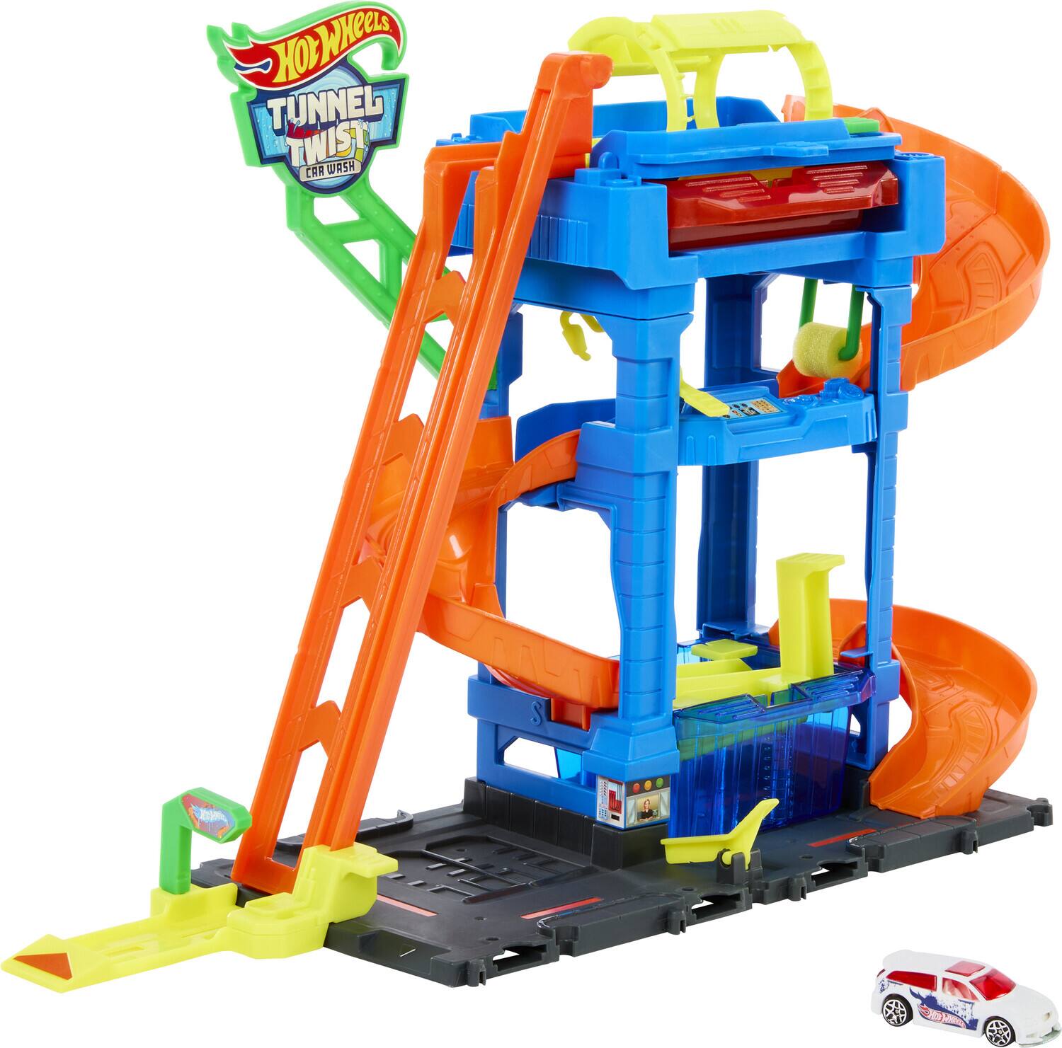 Mattel Hot Wheels City Tunnel Twist Car Wash & Color Shifters