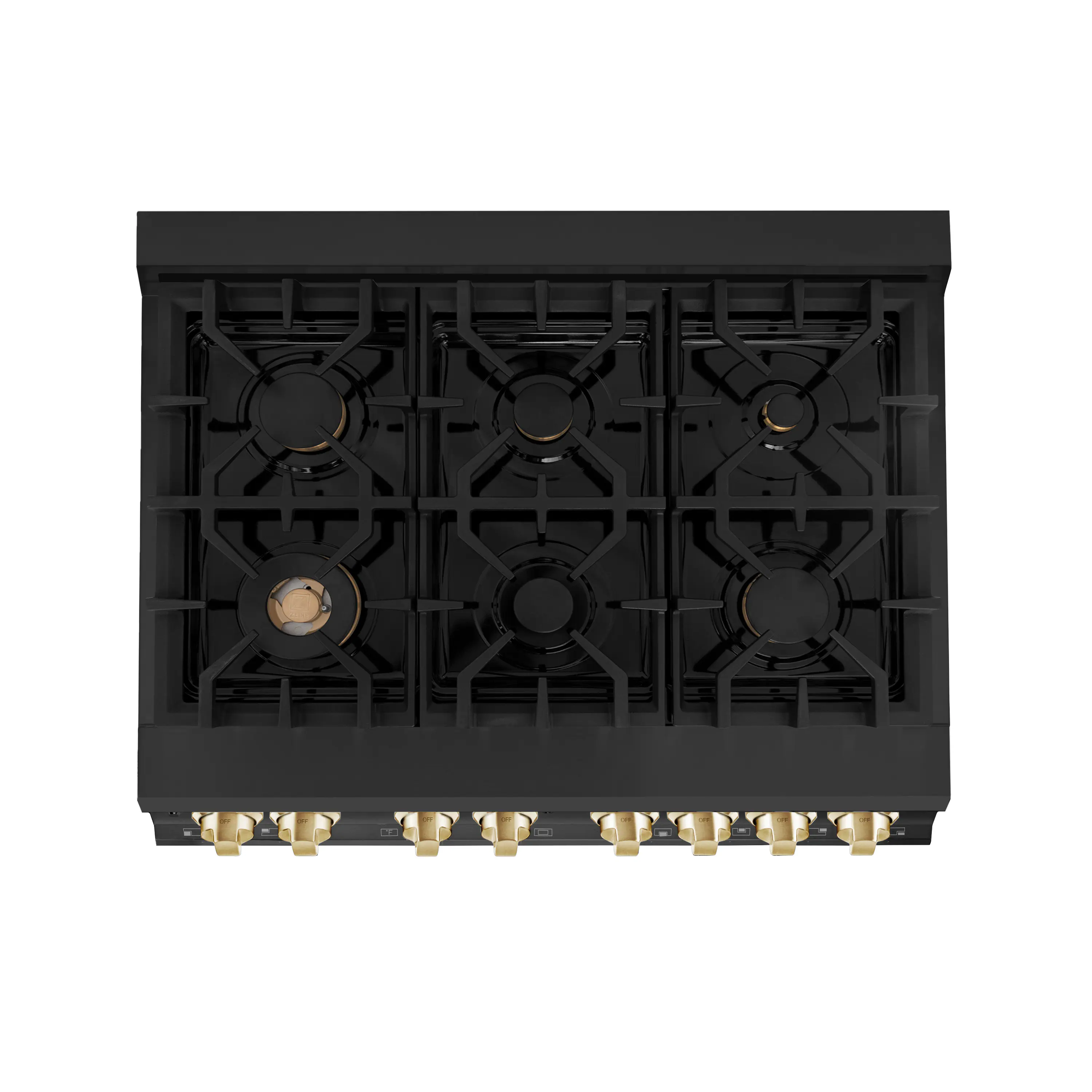 Alt View 10. ZLINE - Autograph Edition 36 in. 4.6 cu. ft. Freestanding Legacy Dual Fuel Range in Black Stainless Steel and Gold Accents - Black.