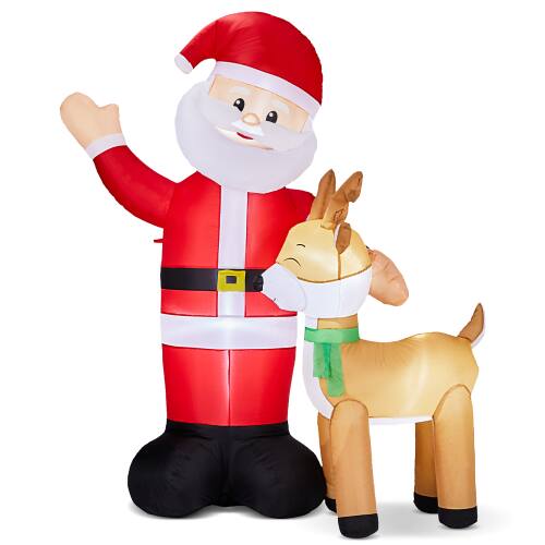 Front. Winado - 6.3 FT Christmas Santa Claus and Reindeer Inflatable Decoration for Outdoor Air Blown Holiday - Multicolor.