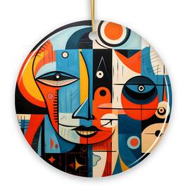 OrnamentallyYou - Pablo Picasso Modernist Mosaic Round Ceramic Ornament Abstract Cubist Art Face Decoration Souvenir - Multi-colored