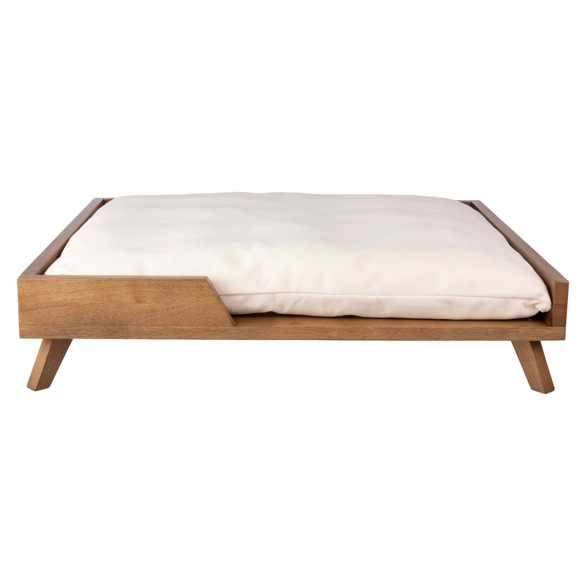 Angle. PetMaker - 36x29.5 Elevated Dog Bed with Cushion - Natural.