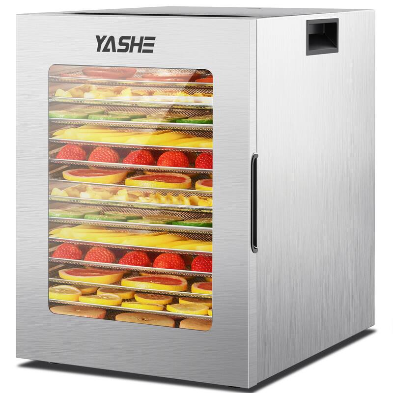 Front. YASHE - 14Tray Stainless Steel Food Dehydrator, 10 Presets, 48H Timer, 850W, for Jerky,Fruits, Dog Treats, Recipes Included - Sliver.