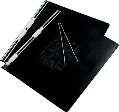 Front. ACCO - Presstex Hanging Data Binder, 14.88" x 11", 6" Capacity - Black.