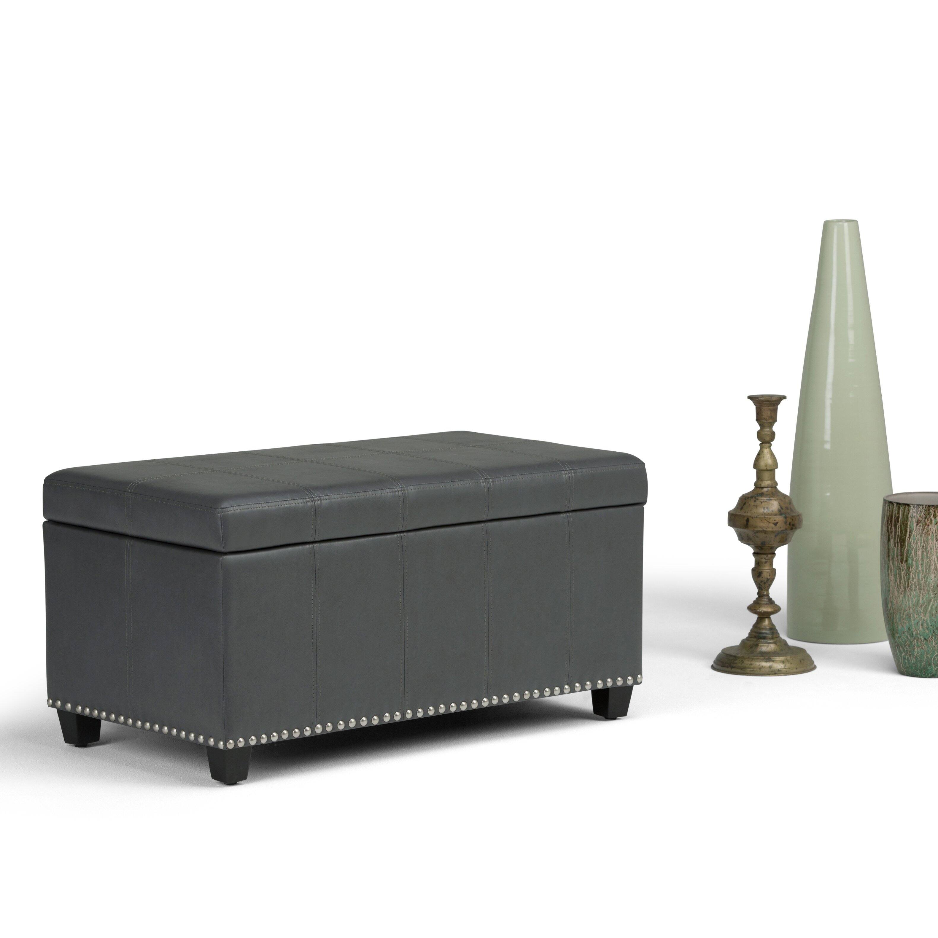 Left. Simpli Home - Amelia Storage Ottoman Bench - Stone Grey.