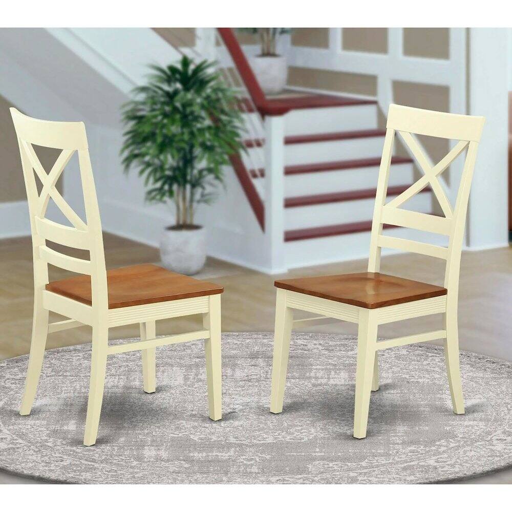 Angle. East West Furniture - Quincy Dining Kitchen dining Chair With X-Back in Buttermilk & Cherry Finish - Buttermilk & Cherry.
